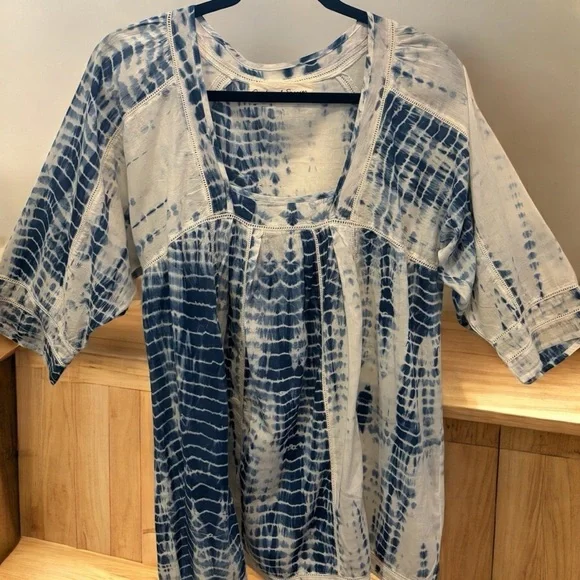 Graham & Spencer Blue White Tunic Blouse Top Sz L - Picture 3 of 8